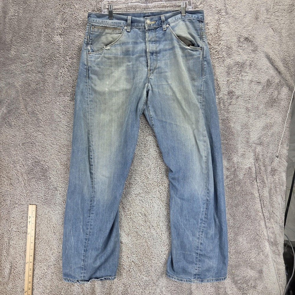 VTG Levis Engineered Jeans Mens Blue Twisted Button Fly Light Wash Fits 34x30